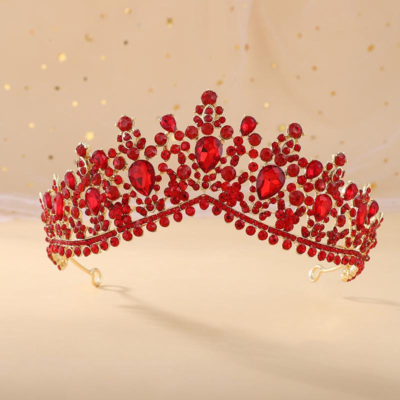 Vintage Baroque Dark Blue Crystal Crown Bridal Hair Accessories Elegant Queen Tiaras Diadem Girls Wedding Dress Headbands