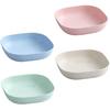 Square Cereal Bowls Set of 4, Plastic Small Bowls for Kitchen, 6 Inch Shallow Serving Bowls for Soup Salad Oatmeal Snack Dessert Ice Cream
