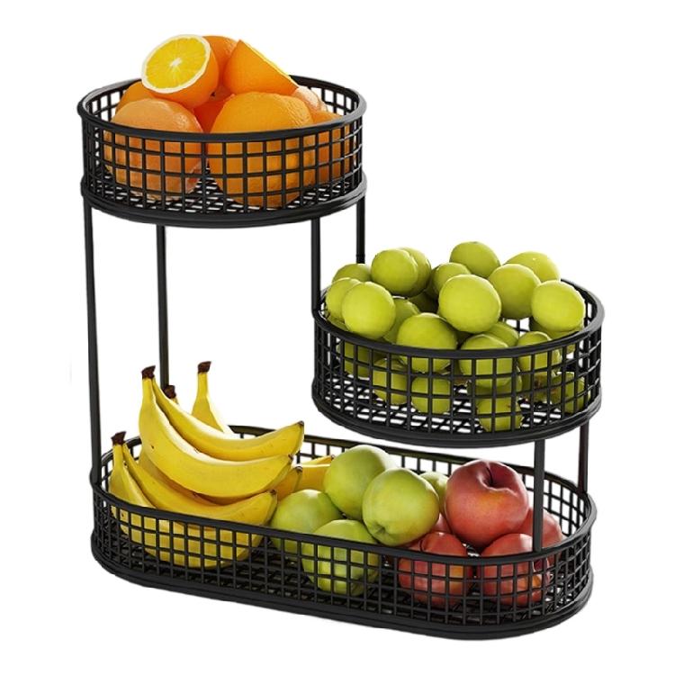 Contemporary Tiered Metal Serving Dish for Fruits Bolts Kitchen Counter Organization