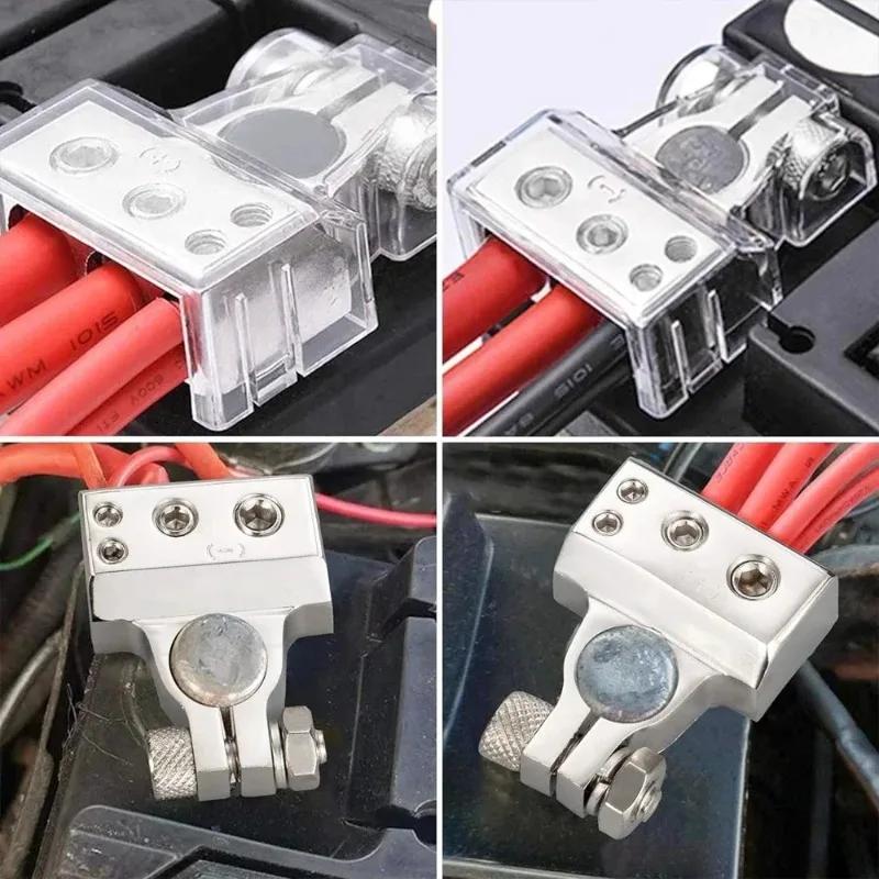 2Pcs 0/2/4/8/10 Gauge for Car Marine Auto Battery Terminal Connectors Positive & Negative with Adjustable Shims