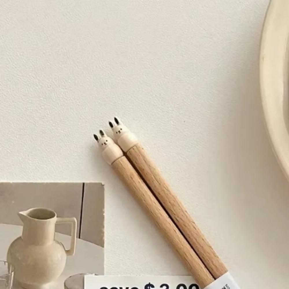 Cute 3D Animal Chopsticks Household Hand-carved Beech Chopsticks Non-slip Wooden Dinnerware Good-looking
