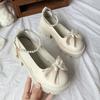 Fashion New Sexy Fashionable Elegant Shallow Mouth Round Toe Square Heel Thick Sole Casual Solid Color Bow Women's Shoes