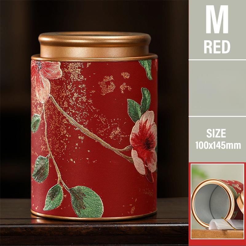 Flower Pattern Empty Tea Tin Can Household Green Black Tea Sealed Jar Spice Jars Small Packaging Gift Box Tinplate Storage Can