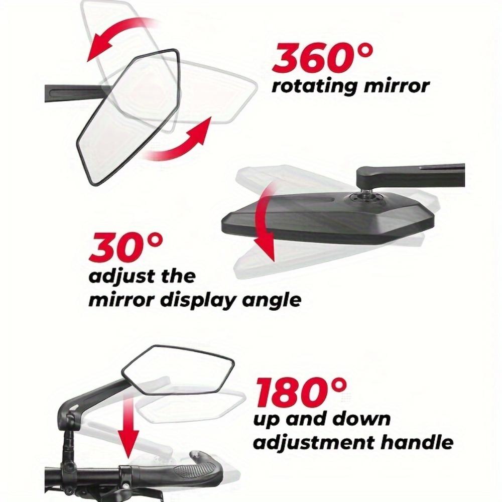 2pcs HD Wide Angle Bike Rearview Mirrors - 360° Adjustable, Fit for Electric Scooters, Ebikes, Motorcycles & Mountain Bikes
