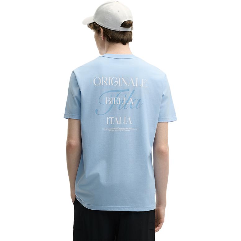 FILA Original Cool Silk Soft Dry Comfortable Short Sleeve T-Shirt Men Tops Cashmere-Blue F11M529108F-LB