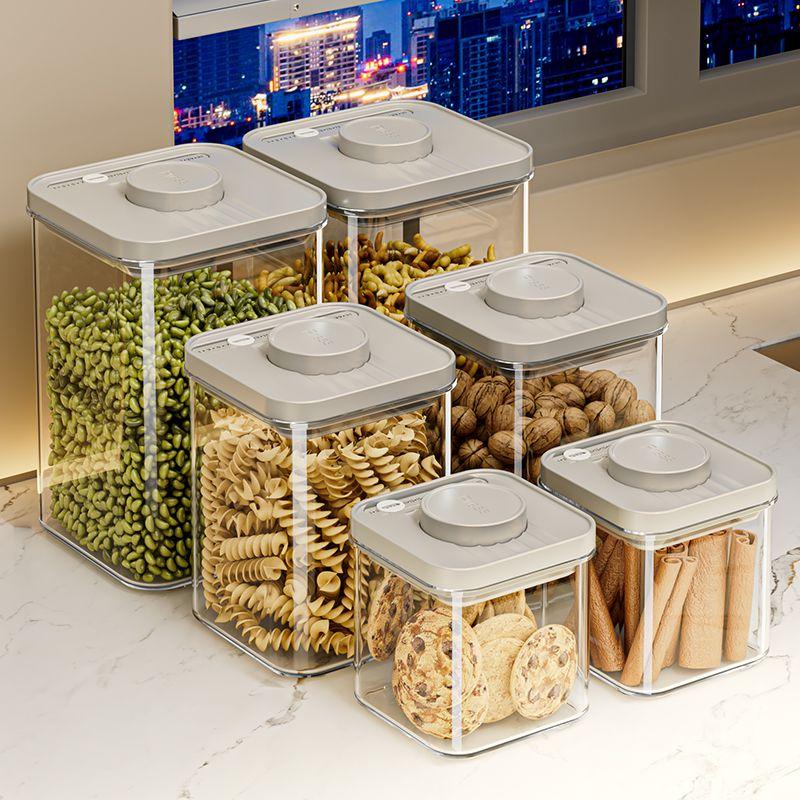 Creative Press Type Sealed Jar Kitchen Cereal Nut Storage Box Transparent Spice Spice Food Storage Jar Sealed Container Decor