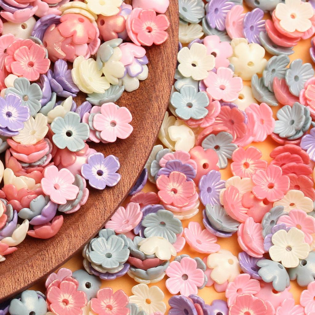 500g About 3630pcs Fashion Acrylic Beads Colored Five-petal Flower Handmade Materials 10.5mm