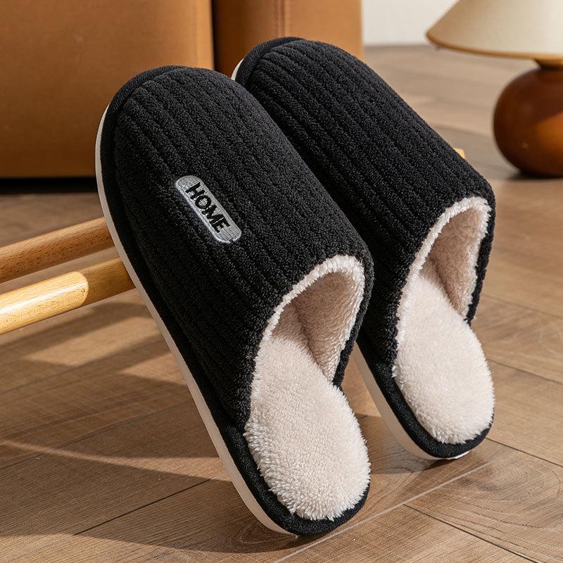 

Женские зимние 2023 пушистые нескользящие хлопковые домашние тапочки 40-41 чёрный