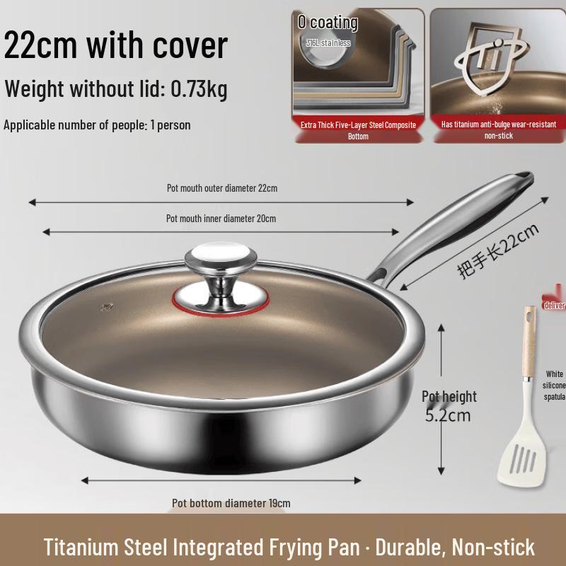 Wutuo 22cm 304 Stainless Steel Frying Pan Set