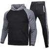 Men's Casual Hooded Two-tone Sweatshirt, Men's Fleece Warm Sports Sweatshirt And Pants Set