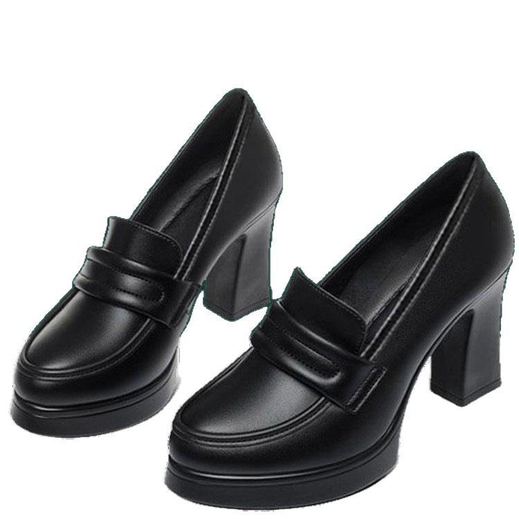 Miękkie skórzane buty na wiosnę z głębokim dekoltem nowe wysokie obcasy średni obcas skórzane buty nie męczące stóp