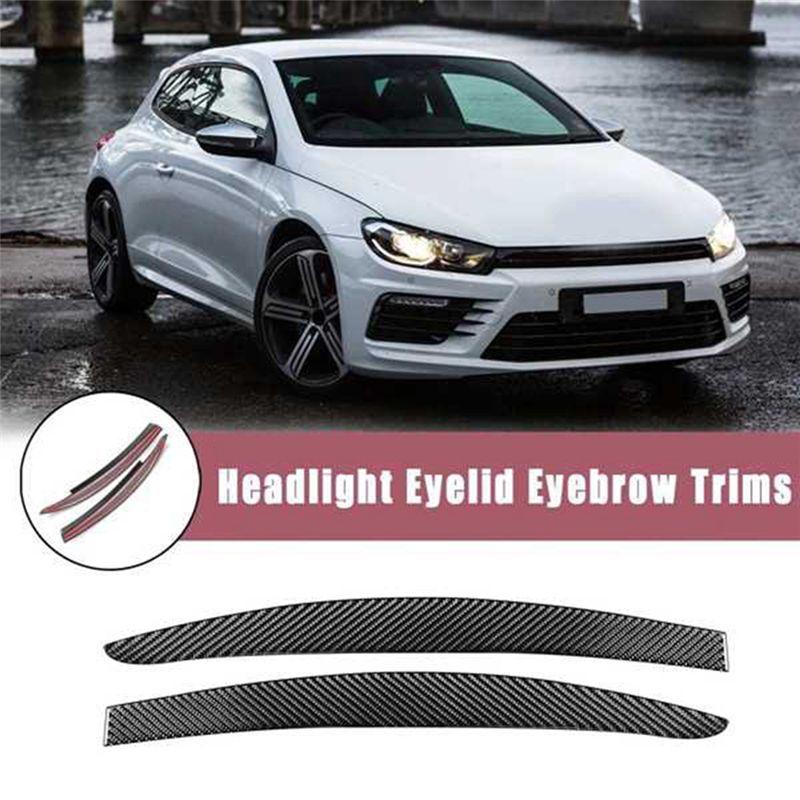 Authentic Car Carbon Fiber Headlights Eyebrows Eyelids Cover Stickers Eyelash Head Light Lamp Stickers For Scirocco 2009-2016