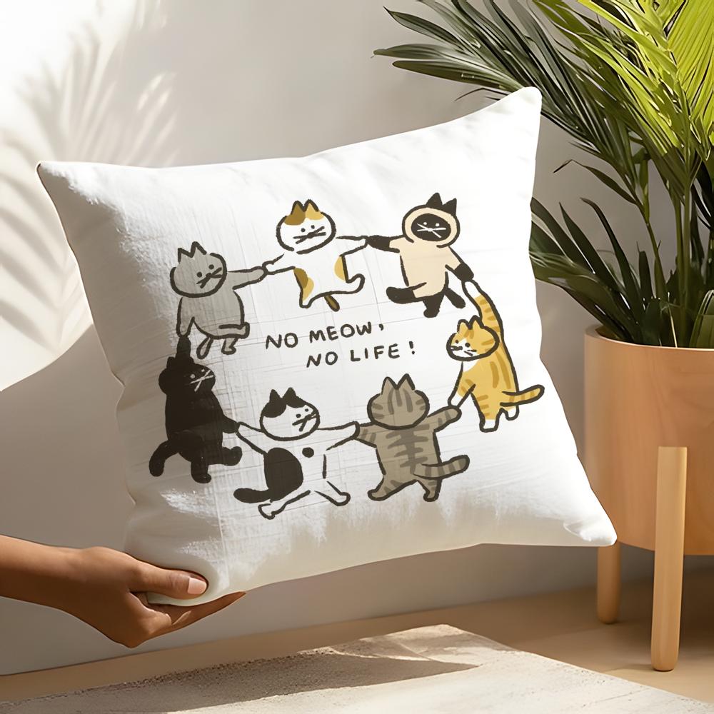 Cute Cartoon Plush Cat Pillow Case Linen Cushion Covers For Decorative Sofa Home Pillows Case Car Chair Pillows Cases