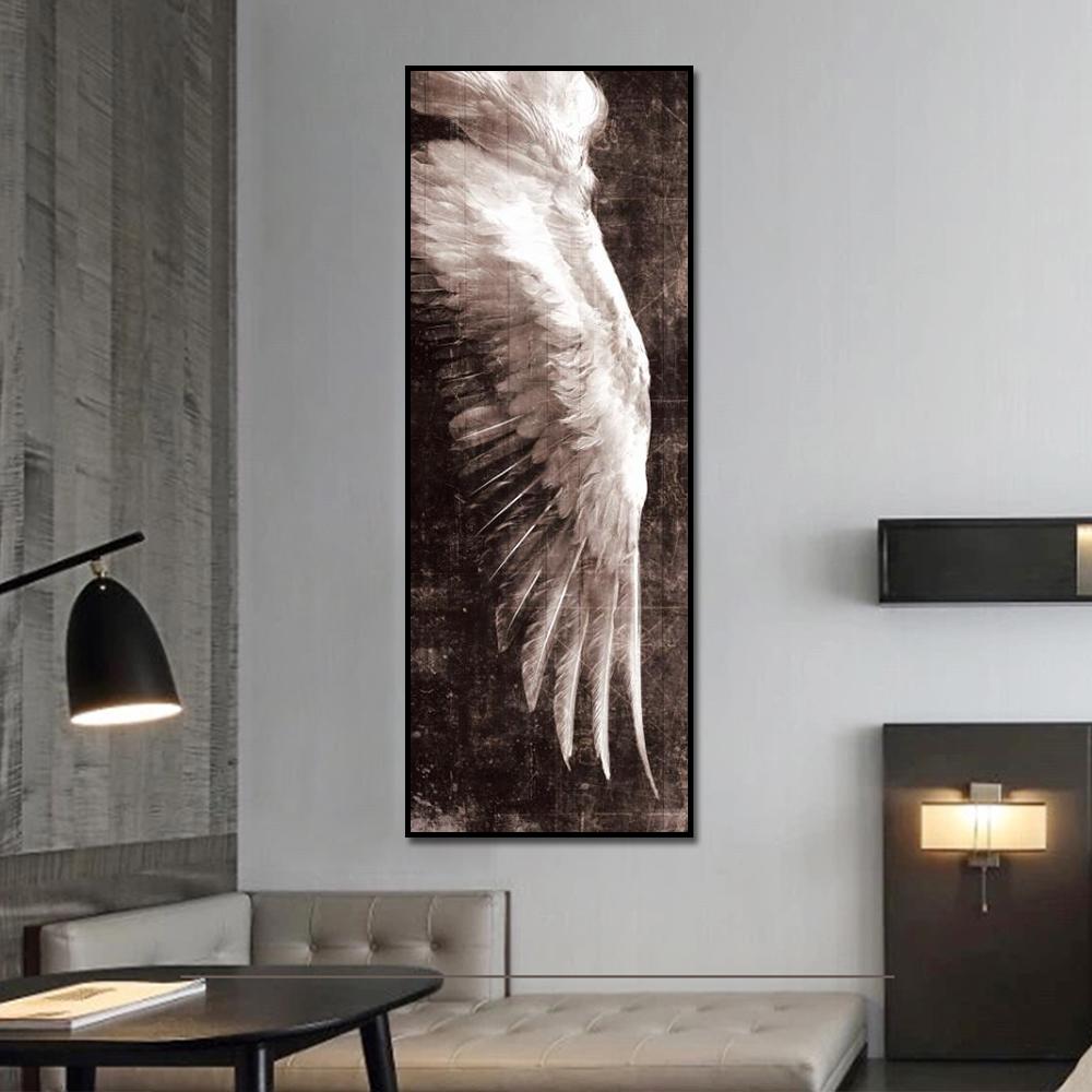 

Модный синий и белый холст постер Hd современный Крылья ангела перо картина настенное искусство украшение гостиной безрамная живопись 40X120cm No Frame