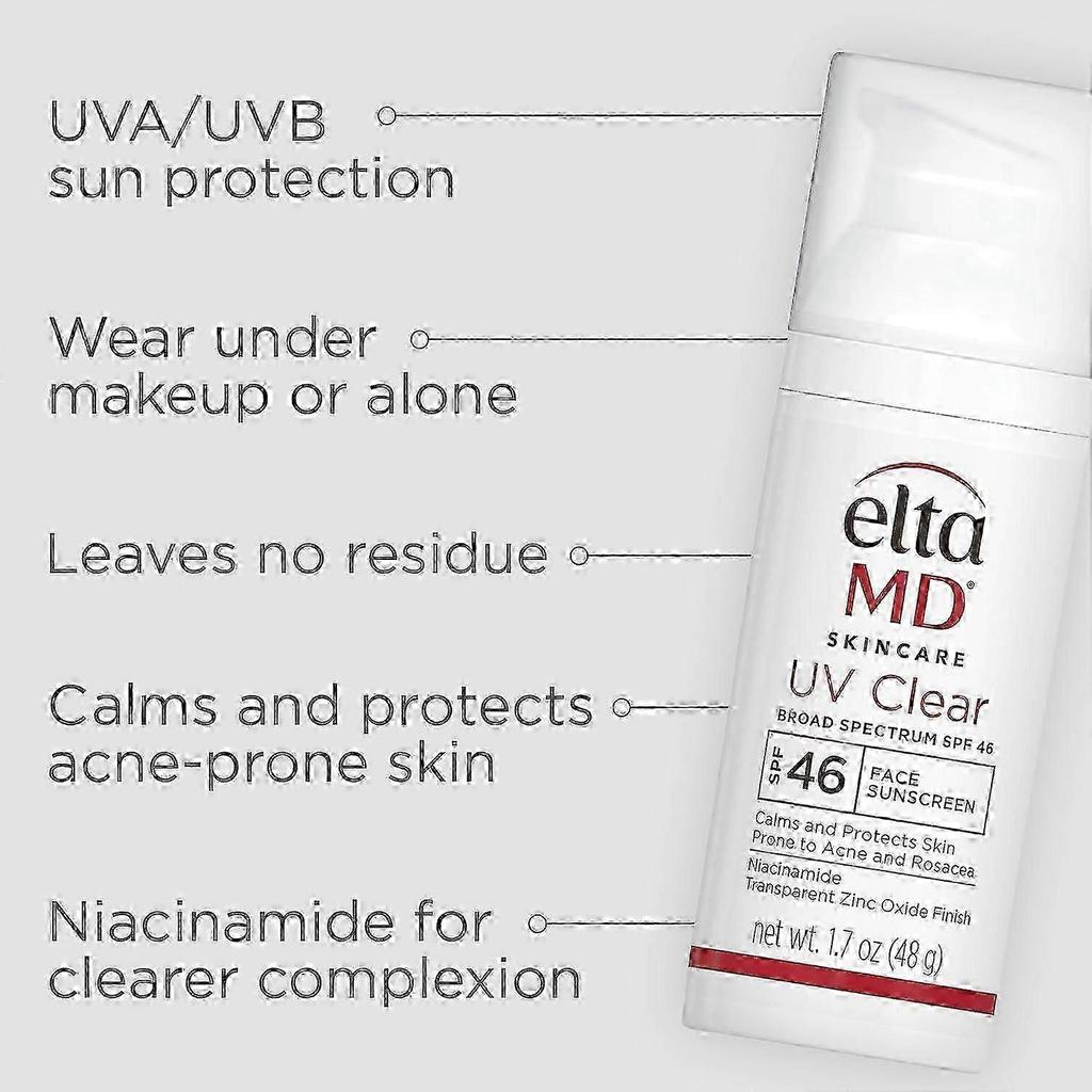 EltaMD UV Clear Crema Solare Viso SPF 46, Crema Solare Oil-Free con Ossido di Zinco