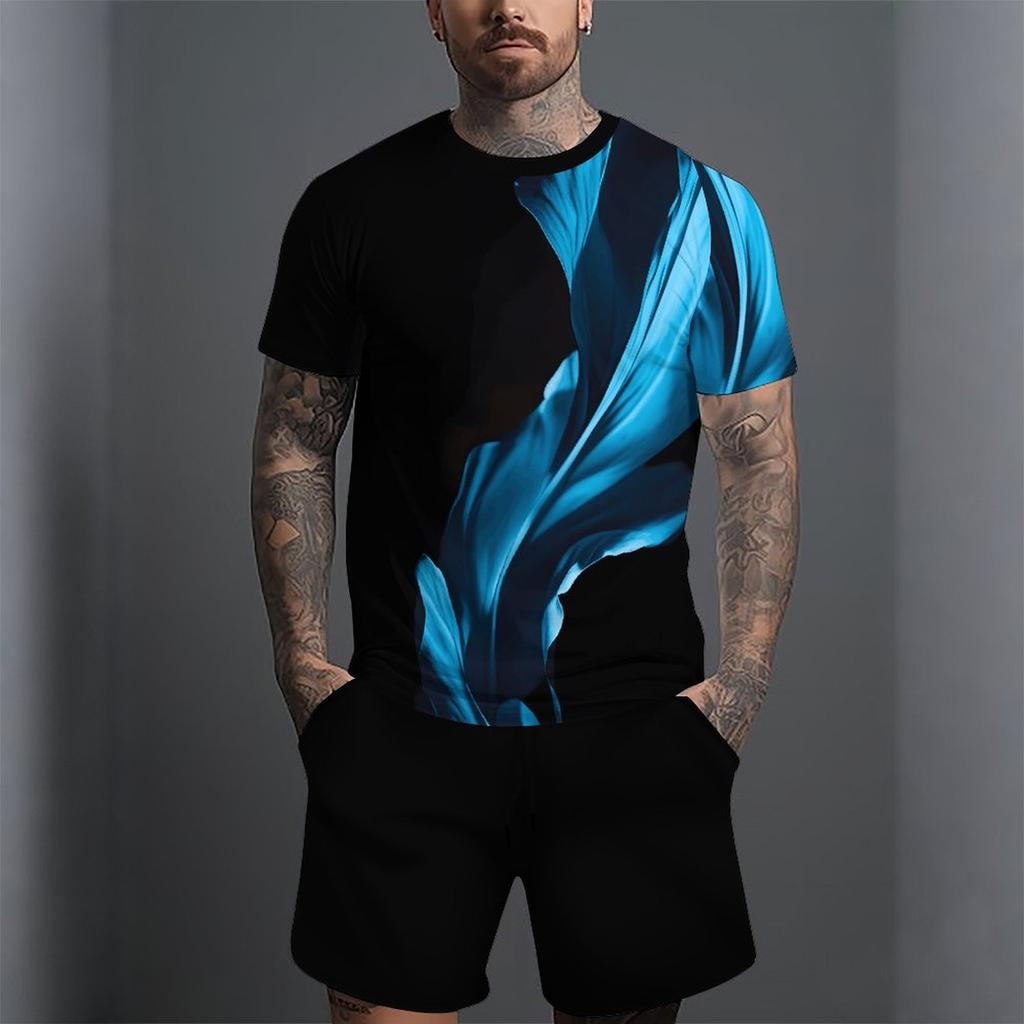 Men Vintage Floral Mandala Print Short Sleeve Top And Matching Knee Shorts Two Piece Outfit