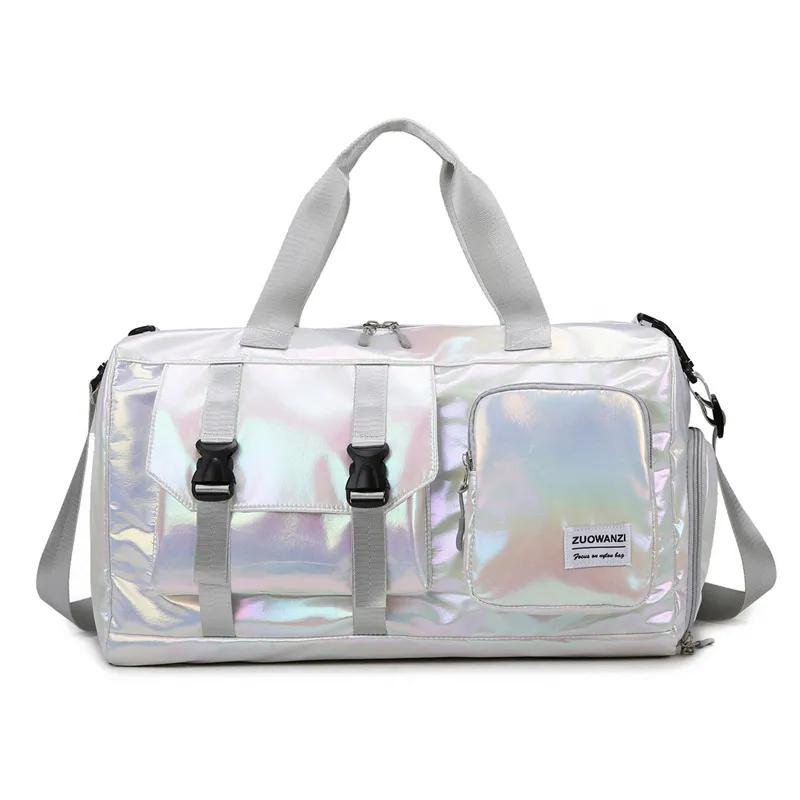 Large Capacity Women's Nylon Travel Duffel Bag,Weekender Gym Tote with Shoe Compartment Men's Versatile Sports & Fitness Carry-On