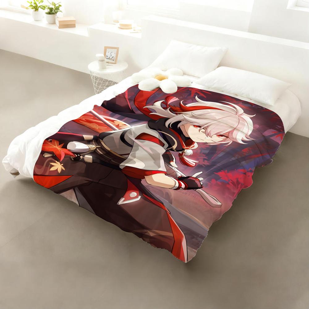 

Game Genshin Throw Flannel Throw Blanket: Soft Kid-Friendly Warm Anti-Static All Season Washable Couch Bed Home 75x90cm