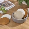 Round Woven Straw Coasters Set of 5 with Storage Frame 18cm Diameter Natural Fiber Drink Coasters for Home Kitchen Table Protection
