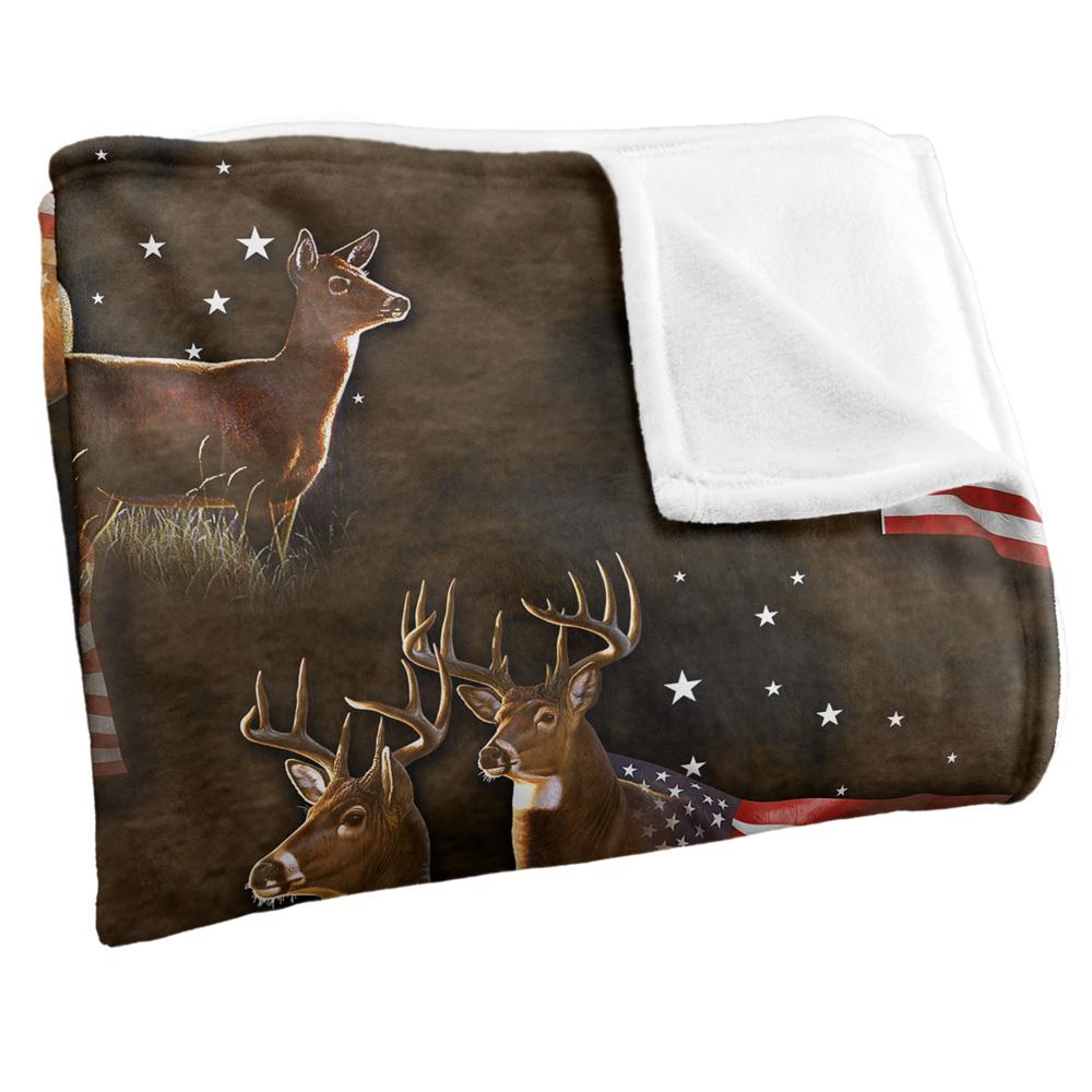 JQ Licensing Cf-Jp Silky American Flag Deer Supersoft Blanket