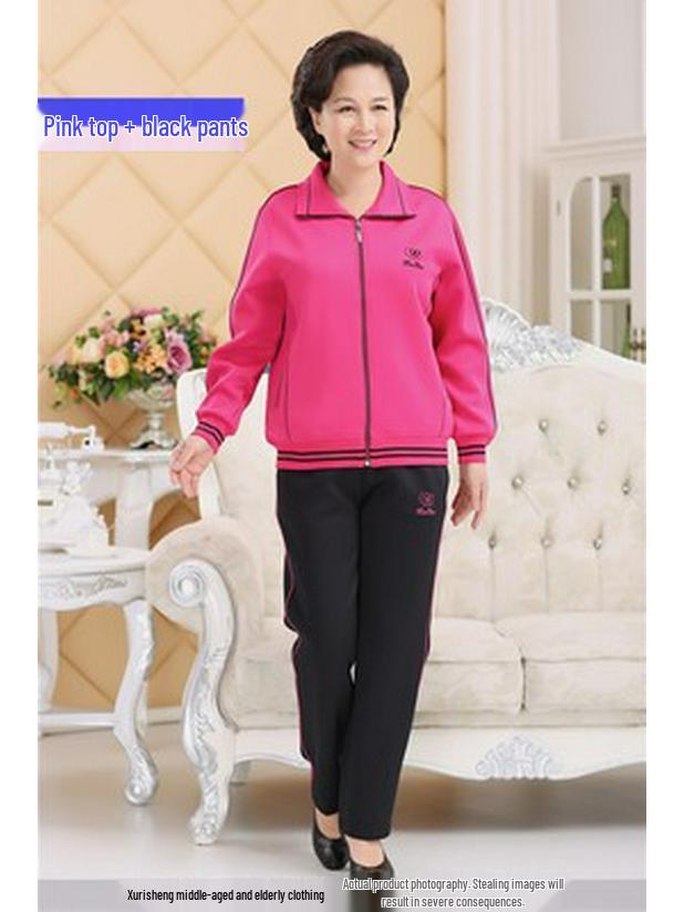 Sportbekleidungs-Set für Damen in Übergröße - Frühjahr/Herbst 2023, Zweiteiler mit langen Ärmeln für Mütter mittleren Alters und ältere Mütter