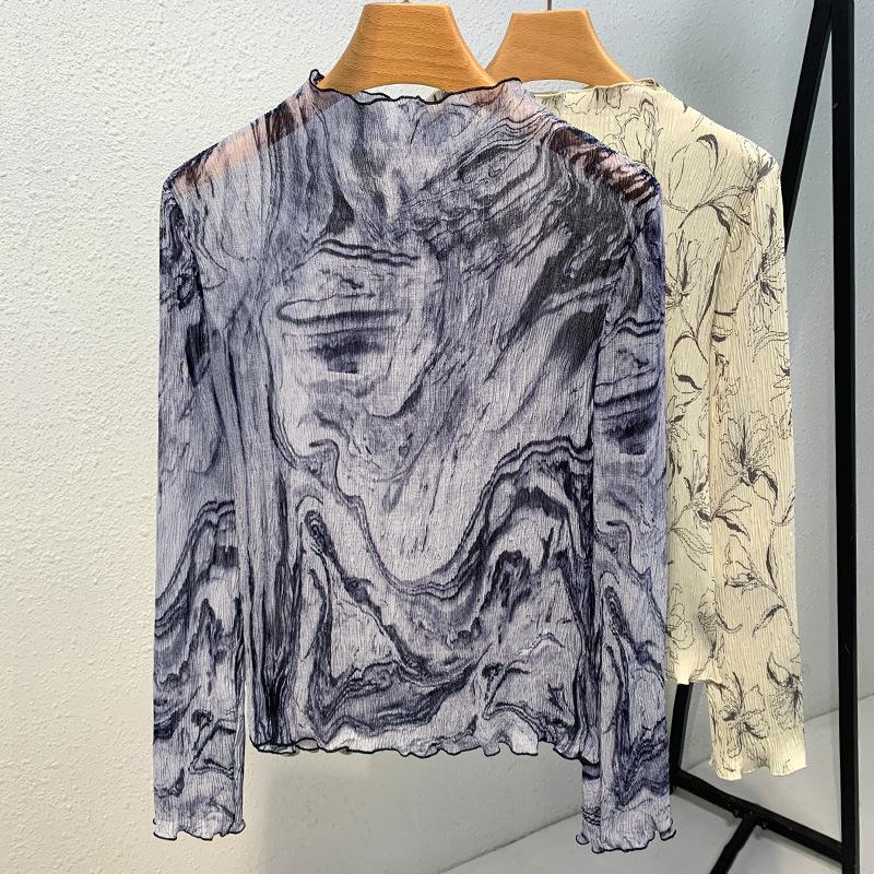Halbrollkragen Unterziehshirt Damen Jahr Neu Damenbekleidung Ausländischer Stil Batikbedruckt Innenhemd Top