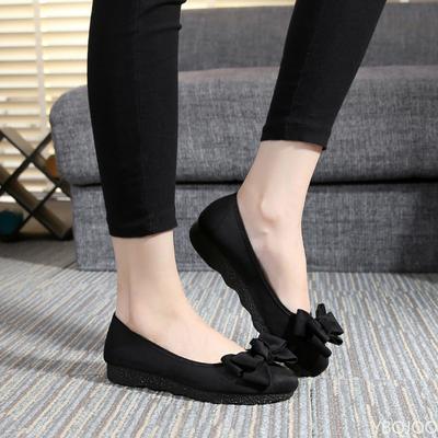Women's Flat Bottomed Butterfly Bow Round Toe Shallow Mouth Soft Soled Shoes Simple Comfortable Versatile Women's Single Shoes