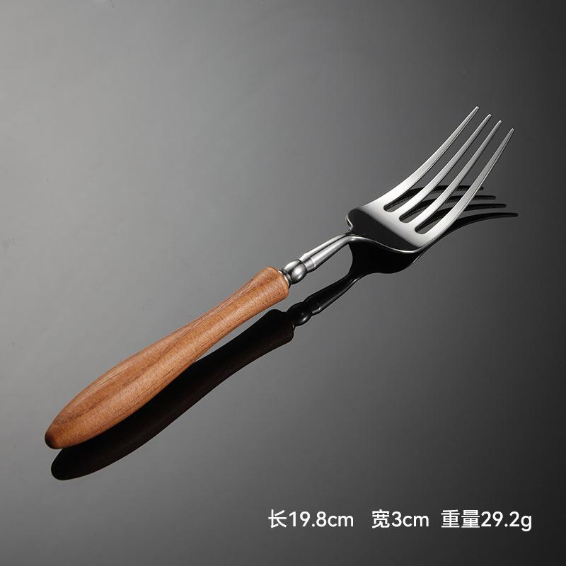 Toon Wood Stainless Steel Tableware Cutlery Dining Set Natural Kitchen Utensils Sliver Fork Tea Spoon Kinfe of Dishes for Dinner