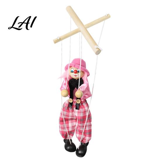 Marionette Puppet Wooden Clown Toy Vintage Pull String with Movable Limbs Limbs Handcrafted Classic Storytelling Theatre Toy for Kids