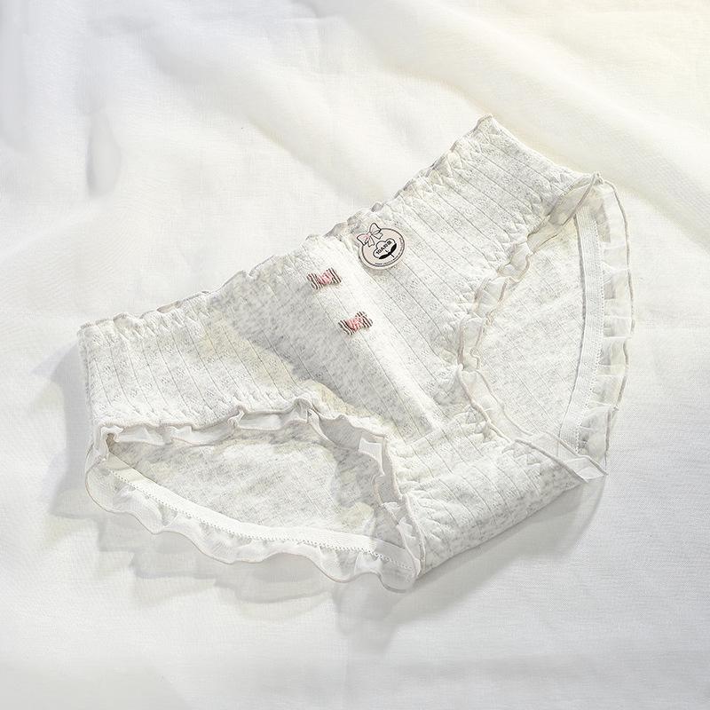 Girl Spring and Summer Lace Cartoon Print 10A Antibacterial Inner Crotch No Trace Briefs