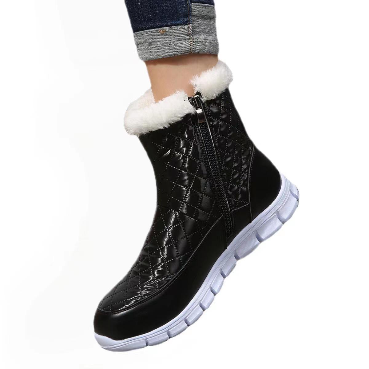 

Новые европейские и американские зимние ботинки большого размера, плюшевые однотонные женские ботинки martin на толстой подошве, повседневная женская обувь 43 чёрный