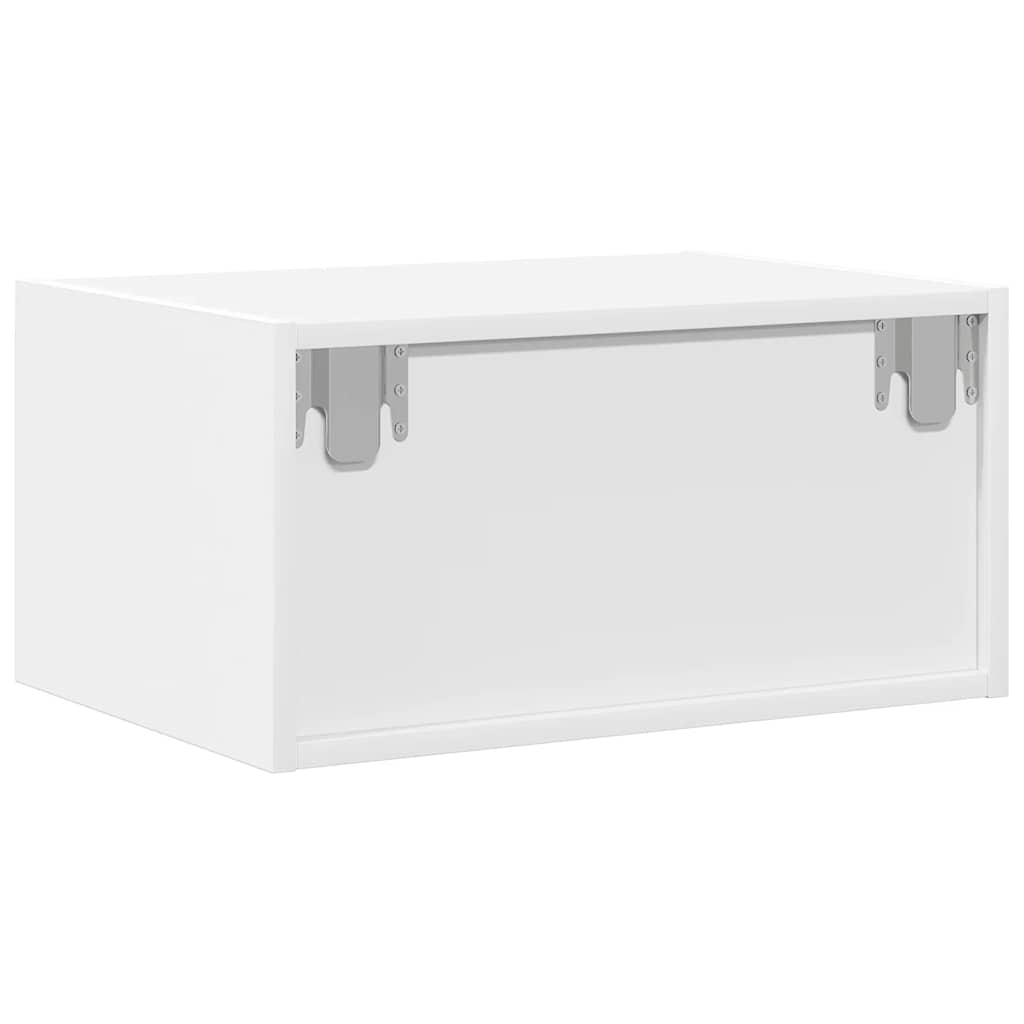 Wall Mounted Nightstand with LED Lights White