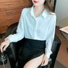 Korean Style Chiffon White Long-Sleeve Women's Top for Autumn/Winter 2025