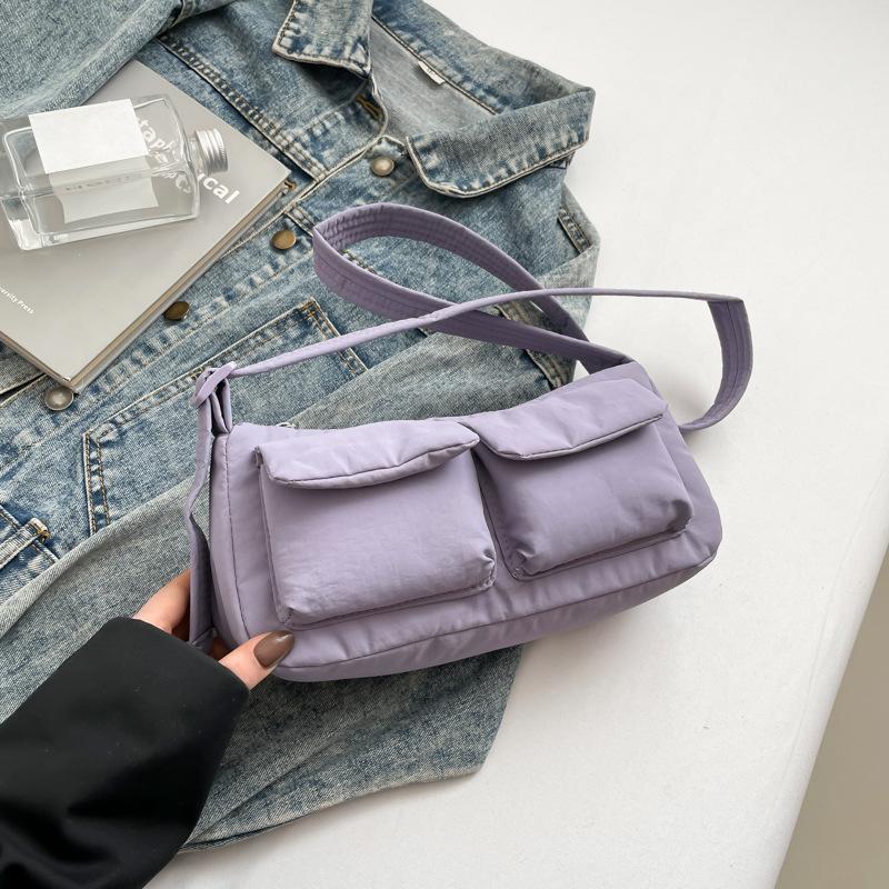 

2025 spring and summer leisure bag this year popular fashion versatile ins shoulder messenger bag temperament simple small square bag фиолетовый