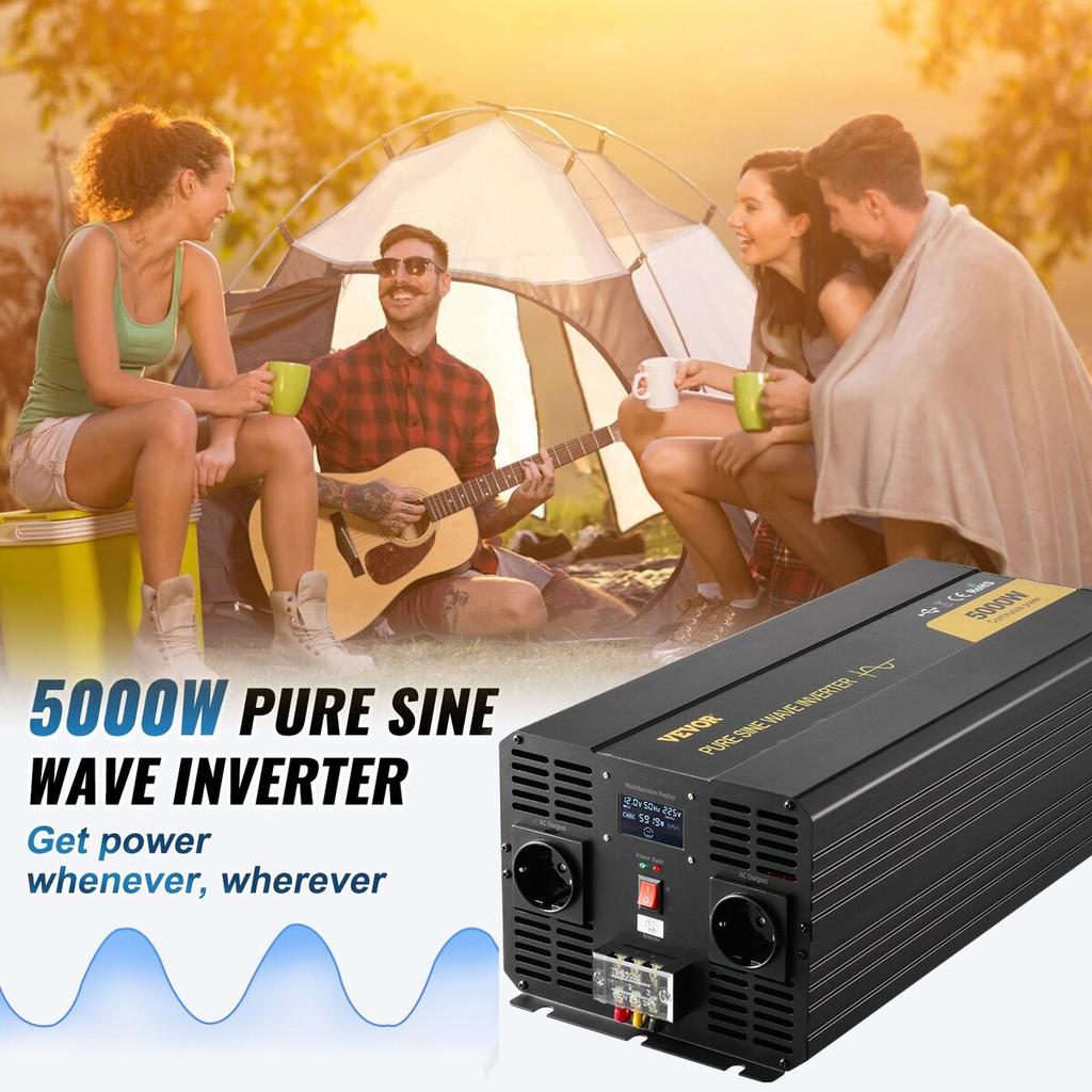 Pure Sine Wave Inverter Power Inverter 5000W DC12V To AC230V Inverter LCD