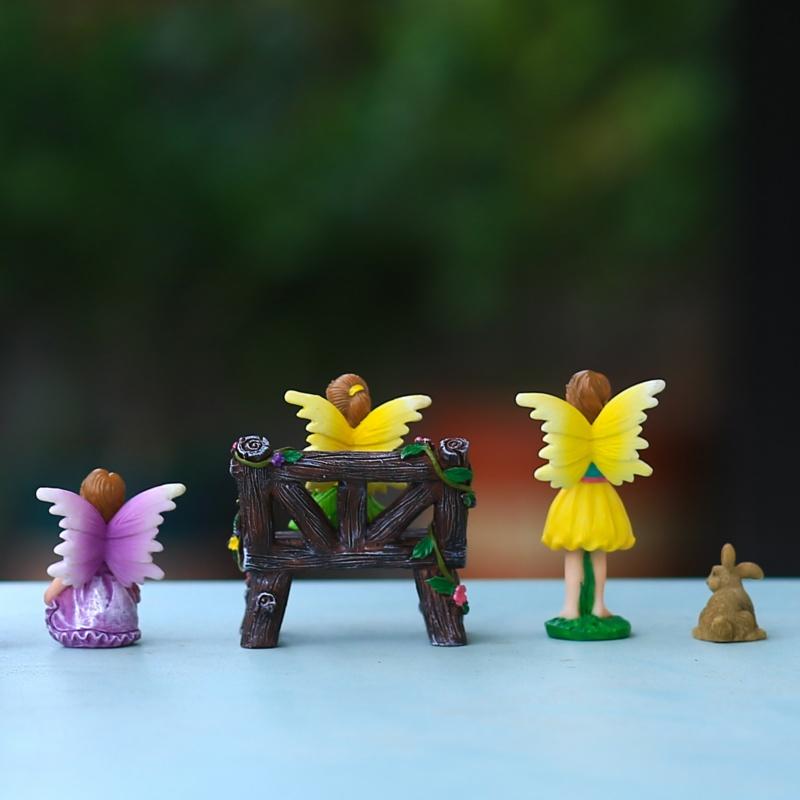 10 Pcs Mini Flower Fairy Figurine Resin Craf Elf Set Miniatures Garden Micro Landscape Potted Decoration Indoor Room Ornaments