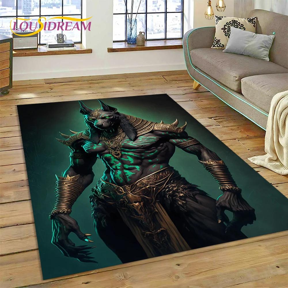 Tappeto 3D Anubis Faraone Horus Mitologia egizia Dei Tappeto per casa Soggiorno Camera da letto Divano Zerbino Decor, Tappeto Tappetino antiscivolo