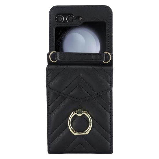 Telefonhülle, kratzfeste Karte mit zwei Steckplätzen, multifunktionale, einfache Tragetasche, Tragegurt, Galaxy für Z Flip5