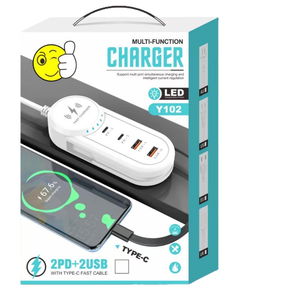 Multi-Port Android Charger with Dual USB & Type-C Power Strip