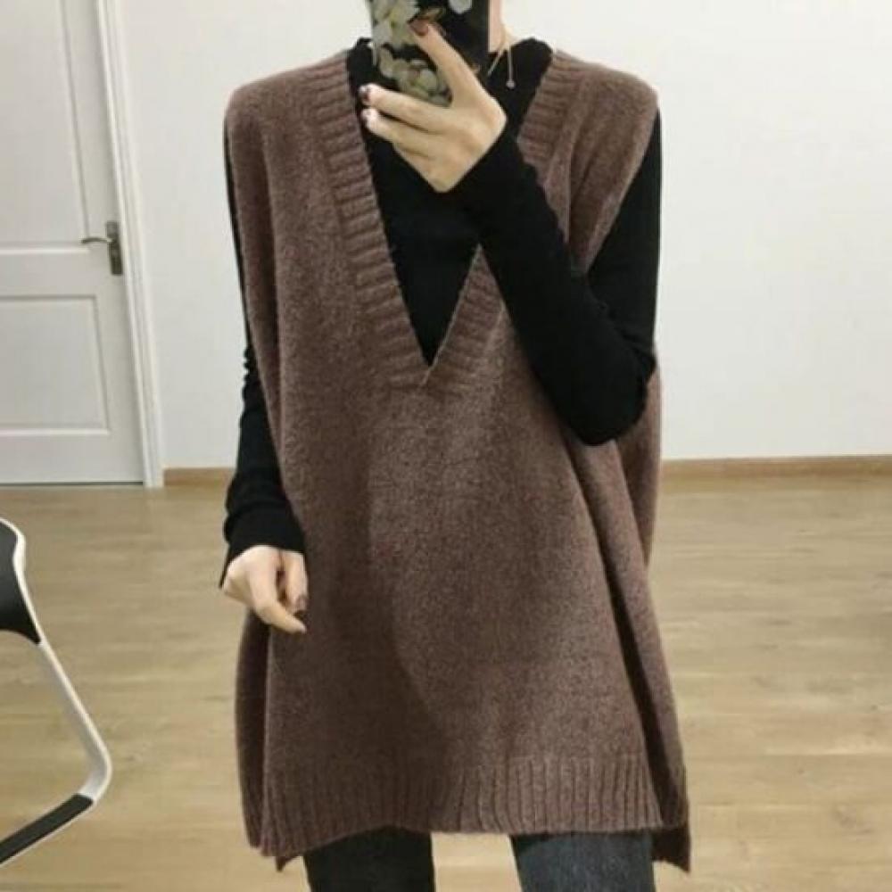 NaVaVa Women Solid V Neck Knit Vest Nk2766