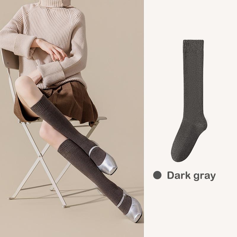 Winter Warm Long Socks Tube Thick High Tube Over Knee Knee-Length Hosiery Socks Terry Solid Color Women Thicken Calf Socking
