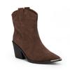 European & American Plus Size Women's Suede Ankle Boots - Pointed Toe, Mid Chunky Heel, Western Style, V-Cut Design.