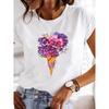 Summer T-shirt Clothing Dragonfly Pattern Printing T-shirt Short-sleeved Top Fashion Casual Ladies Women