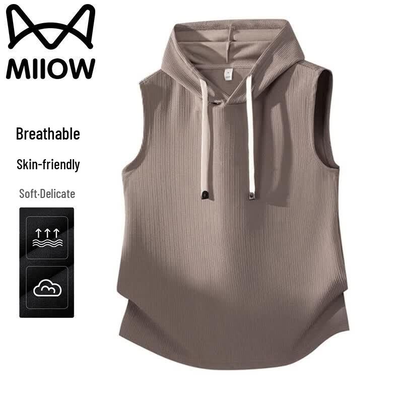 MiiOW Men s Quick-Dry Hooded Sleeveless T-Shirt 2XL