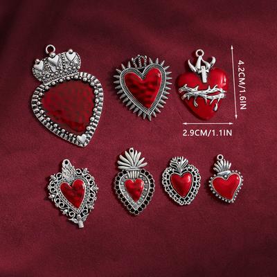 Gothic Jewelry Charm Vintage Heart Shaped Pendant for DIY Earrings and Necklaces Making Handmade Craft Supplies