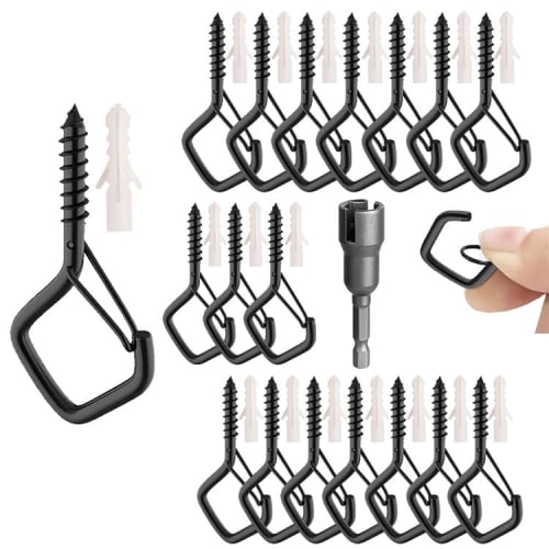 

Wopanxye Ceiling Hooks, Carbon Steel Screw Hooks, Pack of 20, Screw Hooks, Hanging Hardware with Safety Buckle Design, Screw-in Hangers with Plastic E