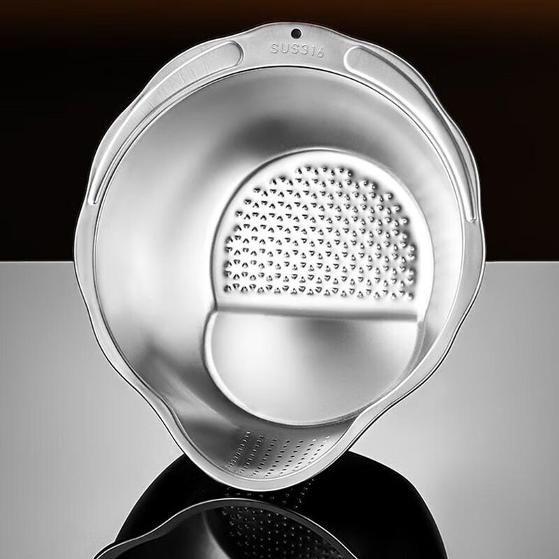 ZISIZ Thickened 316 Stainless Steel Rice & Vegetable Colander (Set of 2)