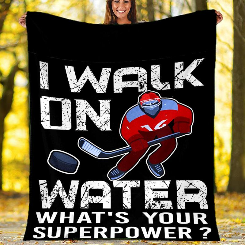 Ice Hockey Theme Printed Blanket - Perfect for Couch, Bed, Travel & Outdoor Use | Machine Washable, Cozy & Durable.
