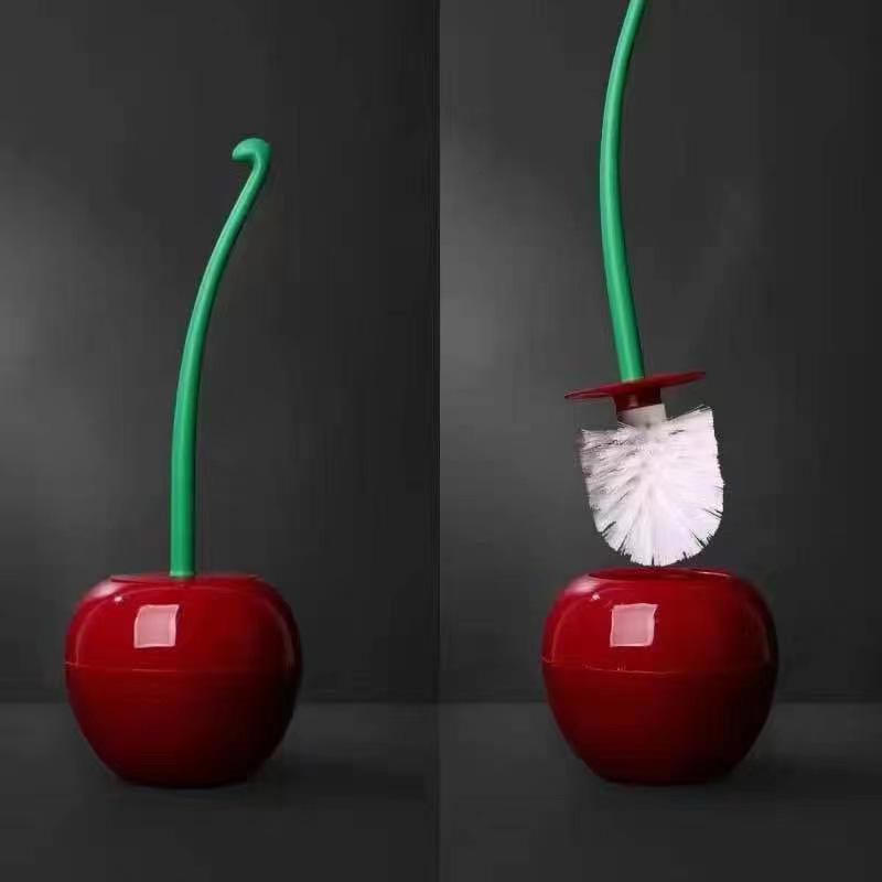 Long-Handle Soft Bristle Toilet Brush Set - Cherry Creative Cleaning Essentials