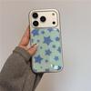 INS Style Mint Green/Blue Star Phone Case for iPhone Models: 17 Pro Max, 16 Pro, 14, 13.